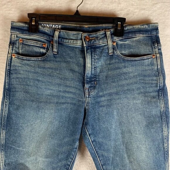 J. Crew Women's Vintage Slim Straight Raw Hem Jeans Medium Wash Size 32P 9551 - Picture 2 of 16